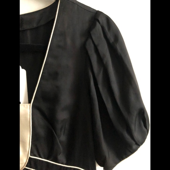 BANANA REPUBLIC silk black & ivory A-line cocktail dress sz 4! - Picture 7 of 9
